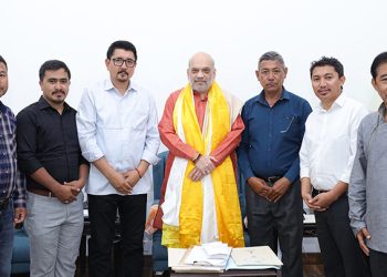 BJP leaders from Ladakh during their meeting with Union Home Minister Amit Shah in New Delhi on Sunday.