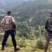 Security personnel during a search operation after a CRPF jawan was killed in a terrorist attack, in Udhampur