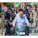 Ashok Koul leading a Tiranga Rally in Srinagar on Monday.