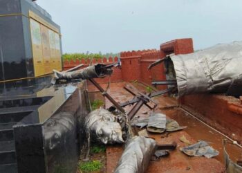 The Statue of Shivaji Maharaj that collapsed in Maharashtra on Monday (August 26). Photo