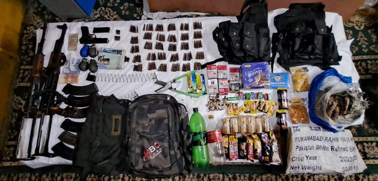 Arms and ammunition recovered from slain militants in Kupwara