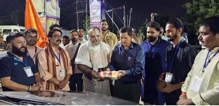 3rd batch of Shri Budha Amarnath Ji yatra being flagged off from Jammu base camp on Friday morning.