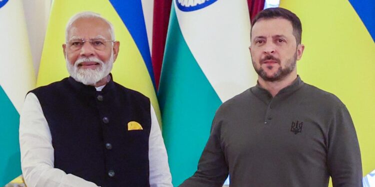 Prime Minister Modi meets Ukrainian President Zelensky in New York.(@narendramodi X )