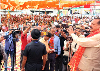 Union Minister Dr Jitendra Singh addressing a public rally at Kalakote in district Rajouri on Tuesday.