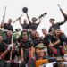 Cadets celebrate during their passing out parade at the Officers Training Academy (OTA), in Chennai