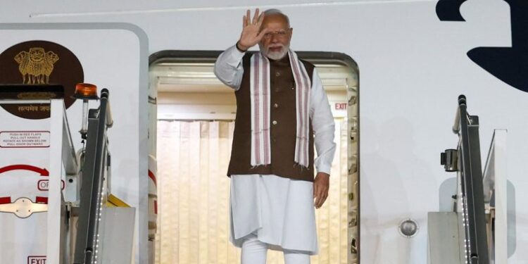 Prime Minister Narendra Modi emplanes for USA, in New Delhi.