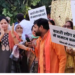 A protest against Muslims offering Namaz at a public place in Sector 47 in Gurugram.