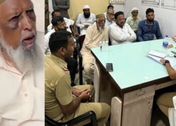 Ashraf Ali Sayyed Hussain (left), with injuries visible on his face, and (right) Hussain at the Thane police station. Photos: Video screengrab and by arrangement.