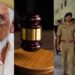 From left, a visibly beaten up Ashraf Ali Sayyed Hussain, representative image of a gavel and pound, and representative image of Maharashtra Police