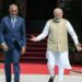 Prime Minister Narendra Modi and Maldives President Mohamed Muizzu before their meeting at the Hyderabad House in New Delhi