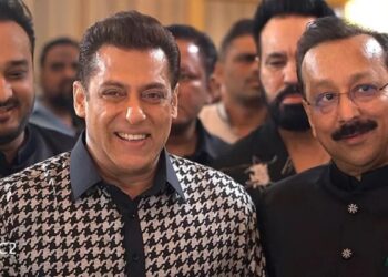 In this July 21, 2013 file photo, then Congress leader Baba Siddique with actor Salman Khan during an Iftar party in Mumbai. Three unidentified persons fired at and injured Baba Siddiqui of the Ajit Pawar-led NCP in Mumbai's Bandra East on Saturday evening.