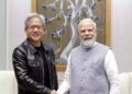 PM Modi meets with NVIDIA CEO Jensen Huang in New Delhi. | Image: ANI