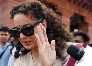 BJP MP Kangana Ranaut at Parliament House in New Delhi last month