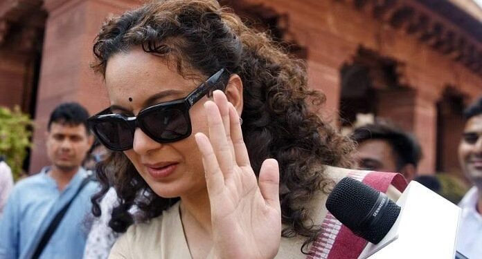 BJP MP Kangana Ranaut at Parliament House in New Delhi last month