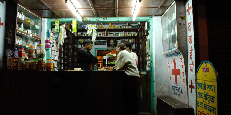 Representative image of a pharmacy in India.