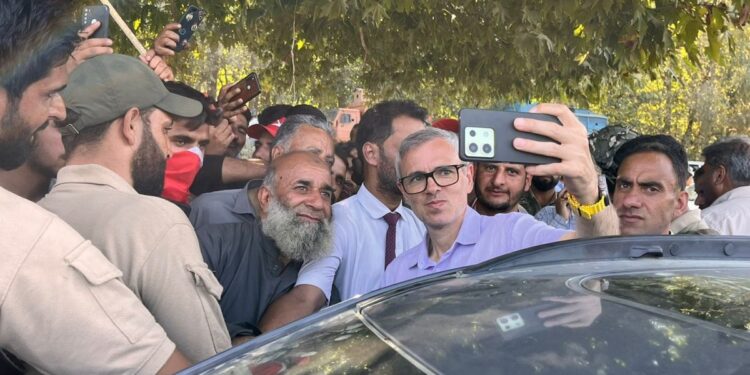 Former Jammu and Kashmir Chief Minister Omar Abdullah campaigning for the elections in the Union Territory. Photo: X/JKNC_