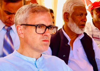 Omar Abdullah attends an event in Rafiabad.