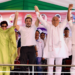 Congress leaders Priyanka Gandhi (L), Rahul Gandhi (3-L) campaigning in Haryana along with Bhupinder Hooda (3-R) and Kumari Selja (2-L) and others. Photo: X/@RahulGandhi