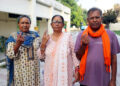 People from the Valmiki community show their fingers marked with indelible ink after casting their votes during the third and final phase of Jammu & Kashmir Assembly elections, at Gandhi Nagar in Jammu