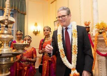 Britain's Prime Minister Keir Starmer at Diwali reception at 10 Downing Street in London.(AP)