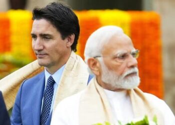 Canada's Prime Minister Justin Trudeau and Prime Minister Narendra Modi at Raj Ghat the G20 Summit.