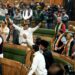 Ruckus in J-K Assembly as opposition MLAs raise slogans in protest over the special status resolution, in Srinagar, Friday, Nov. 8, 2024.