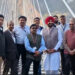 Minister for Railways Ravneet Singh Bittu with Railway officials and others in Reasi district on Tuesday.