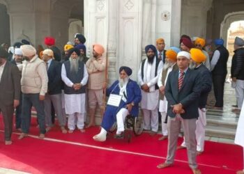 SAD leader Sukhbir Singh Badal at Golden temple in Amritsar on Tuesday