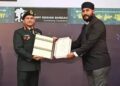 Gurvinder Singh (in black turban). Chief of army staff General Upendra Dwivedi conferred chief of commendation card on him on the spot on the occasion.