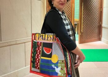 Priyanka Gandhi Vadra with the "Palestine" bag.