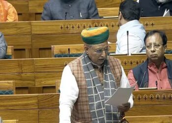 Union minister Arjun Ram Meghwal speaks in Lok Sabha during the Winter Session of Parliament.