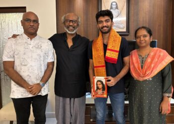 D Gukesh meets Rajinikanth and Sivakarthikeyan in Chennai.