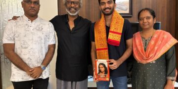 D Gukesh meets Rajinikanth and Sivakarthikeyan in Chennai.