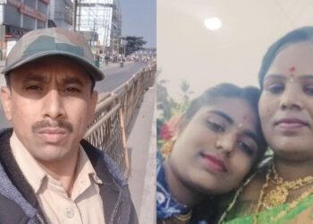 The police identified the accused as Gangaraju (left) and the deceased as his wife Bhagya, 36, daughter Navya, 19 (right) and niece Hemavathi, 23.