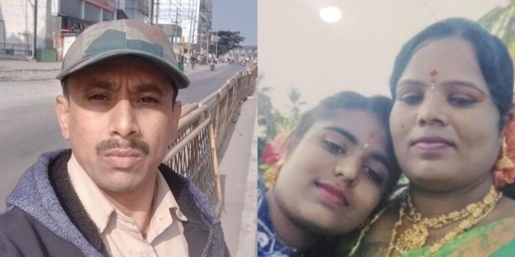 The police identified the accused as Gangaraju (left) and the deceased as his wife Bhagya, 36, daughter Navya, 19 (right) and niece Hemavathi, 23.