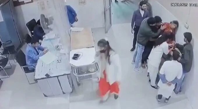 Gurusharan accused the doctor (in red circle) of medical negligence and slapping him after her mother died.